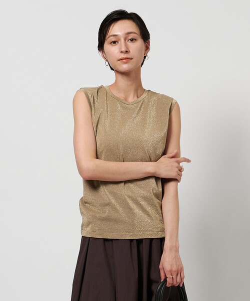 UNITED ARROWS（ユナイテッドアローズ）の「ラメ ノースリーブ カットソー（Tシャツ/カットソー・レディース・シルバー/ナチュラル/ブラック・FREE）」の4枚目の写真