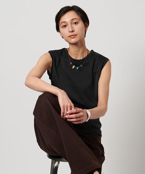 UNITED ARROWS（ユナイテッドアローズ）の「ラメ ノースリーブ カットソー（Tシャツ/カットソー・レディース・シルバー/ナチュラル/ブラック・FREE）」の10枚目の写真