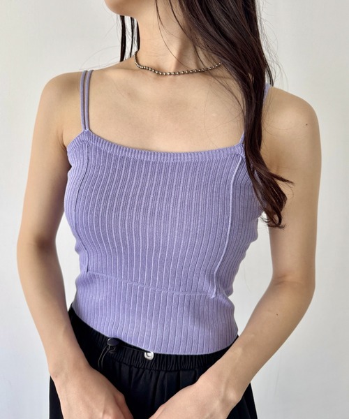 LOVALOT(ラバロット)の「【全7色】ダブルストラップリブキャミソール|大人の抜け感トップス(キャミソール・レディース・パープル/ベージュ/イエロー/ブルー/ホワイト/ブラック/ピンク・FREE)」の5枚目の写真