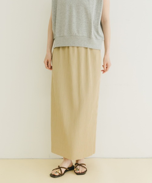 ITEMS URBANRESEARCH（アイテムズ アーバンリサーチ）の「セルフカットプリーツスカート（スカート・レディース・グリーン/ベージュ/チャコールグレー・FREE）」の5枚目の写真