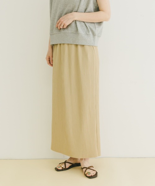 ITEMS URBANRESEARCH（アイテムズ アーバンリサーチ）の「セルフカットプリーツスカート（スカート・レディース・グリーン/ベージュ/チャコールグレー・FREE）」の6枚目の写真