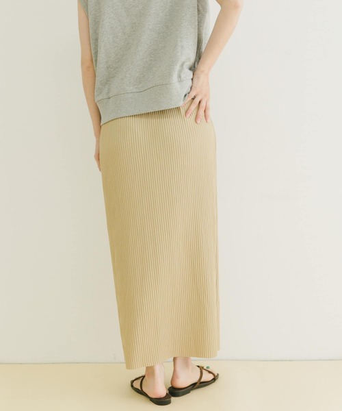 ITEMS URBANRESEARCH（アイテムズ アーバンリサーチ）の「セルフカットプリーツスカート（スカート・レディース・グリーン/ベージュ/チャコールグレー・FREE）」の7枚目の写真