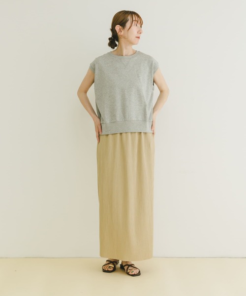 ITEMS URBANRESEARCH（アイテムズ アーバンリサーチ）の「セルフカットプリーツスカート（スカート・レディース・グリーン/ベージュ/チャコールグレー・FREE）」の8枚目の写真