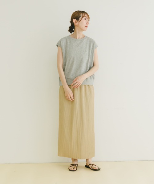 ITEMS URBANRESEARCH（アイテムズ アーバンリサーチ）の「セルフカットプリーツスカート（スカート・レディース・グリーン/ベージュ/チャコールグレー・FREE）」の9枚目の写真