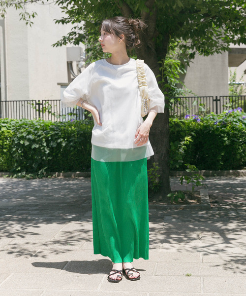 ITEMS URBANRESEARCH（アイテムズ アーバンリサーチ）の「セルフカットプリーツスカート（スカート・レディース・グリーン/ベージュ/チャコールグレー・FREE）」の13枚目の写真