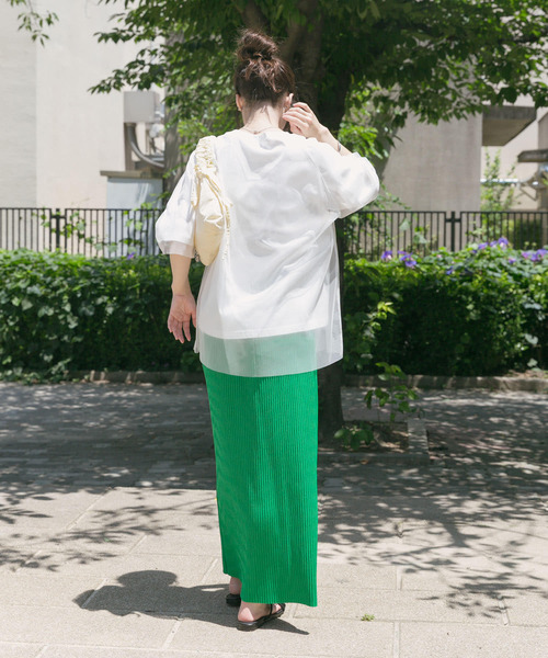 ITEMS URBANRESEARCH（アイテムズ アーバンリサーチ）の「セルフカットプリーツスカート（スカート・レディース・グリーン/ベージュ/チャコールグレー・FREE）」の15枚目の写真