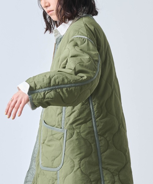 kha:ki（カーキ）の「「KHA:KI / カーキ」MIL QUILT ZIP UP JACKET（ミリタリージャケット・レディース・ブラック/グレイッシュベージュ/オリーブ・1）」の11枚目の写真
