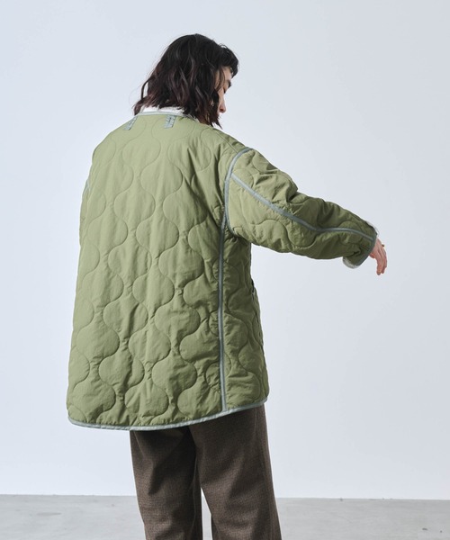 kha:ki（カーキ）の「「KHA:KI / カーキ」MIL QUILT ZIP UP JACKET（ミリタリージャケット・レディース・ブラック/グレイッシュベージュ/オリーブ・1）」の12枚目の写真