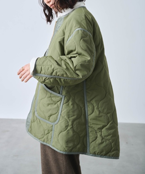 kha:ki（カーキ）の「「KHA:KI / カーキ」MIL QUILT ZIP UP JACKET（ミリタリージャケット・レディース・ブラック/グレイッシュベージュ/オリーブ・1）」の16枚目の写真