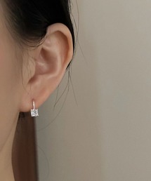 YU-KA:ビジュースクエアデザインフープピアス bijou square design hoop pierce