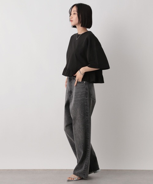 LOWRYS FARM（ローリーズファーム）の「スソフリルＴＥＥ　499875（Tシャツ/カットソー・レディース・ベージュ/オフホワイト/ブラック・LONG/SHORT）」の5枚目の写真