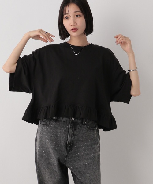 LOWRYS FARM（ローリーズファーム）の「スソフリルＴＥＥ　499875（Tシャツ/カットソー・レディース・ベージュ/オフホワイト/ブラック・LONG/SHORT）」の8枚目の写真