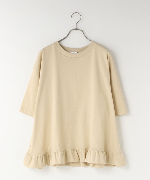 LOWRYS FARM（ローリーズファーム）の「スソフリルＴＥＥ　499875（Tシャツ/カットソー・レディース・ベージュ/オフホワイト/ブラック・LONG/SHORT）」の9枚目の写真