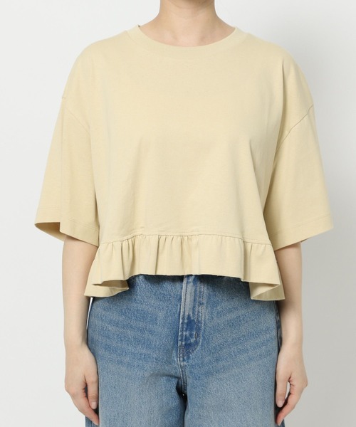 LOWRYS FARM（ローリーズファーム）の「スソフリルＴＥＥ　499875（Tシャツ/カットソー・レディース・ベージュ/オフホワイト/ブラック・LONG/SHORT）」の18枚目の写真