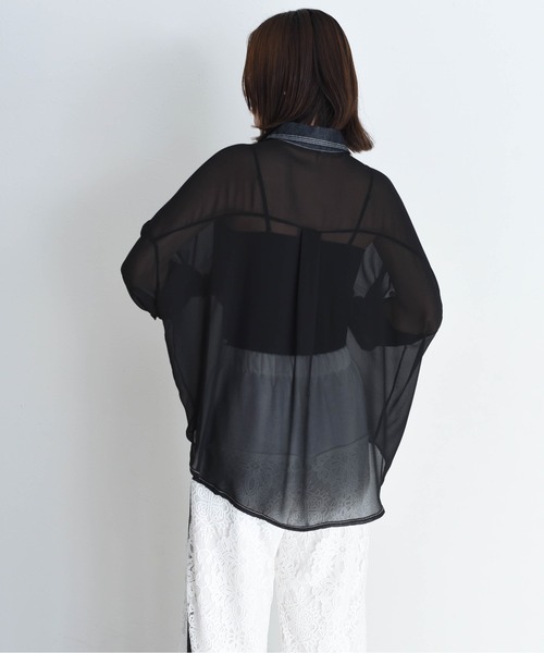 デニムMIXシアーチュニックシャツ Eimee Law│Eimee Law