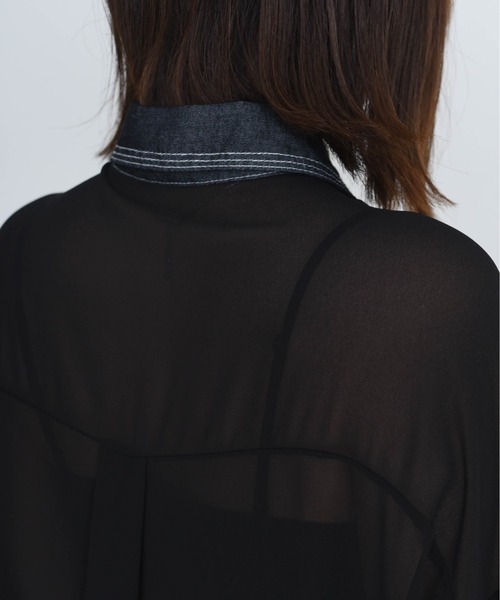 新品　今季　新作　いエイミーロウ　デニムMIXドロストシャツ　ブラック デニムMIXドロストシャツ Eimee Law│Eimee Law & LHELBIE 公式