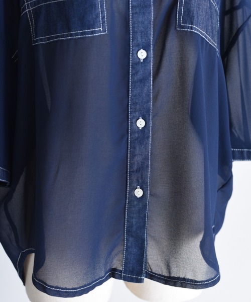 デニムMIXシアーチュニックシャツ Eimee Law│Eimee Law & LHELBIE