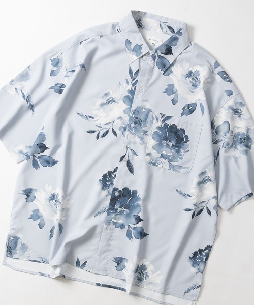 JOHN'S CLOSET(ジョンズクローゼット)の「【14】アソートプリント サイドスリット オーバーサイズ 半袖シャツ(シャツ/ブラウス・メンズ・グレー系2/ホワイト系2/ホワイト系1/グレー系1/ネイビー/グリーン系1/ベージュ系1・LARGE/MEDIUM)」の4枚目の写真