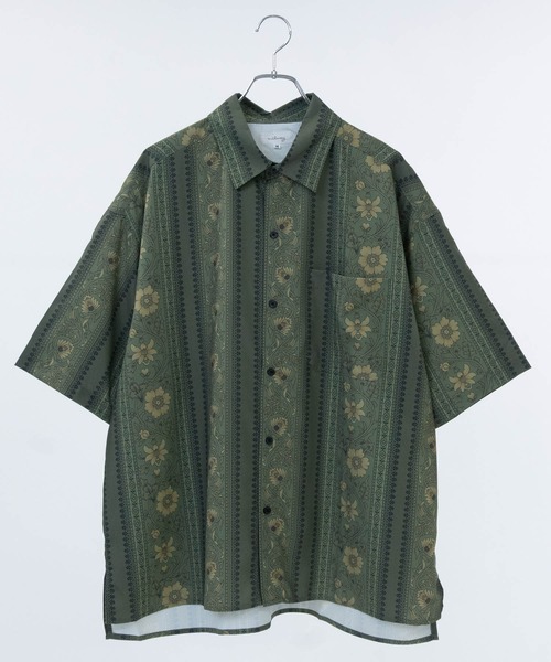 JOHN'S CLOSET(ジョンズクローゼット)の「【14】アソートプリント サイドスリット オーバーサイズ 半袖シャツ(シャツ/ブラウス・メンズ・グレー系2/ホワイト系2/ホワイト系1/グレー系1/ネイビー/グリーン系1/ベージュ系1・LARGE/MEDIUM)」の7枚目の写真