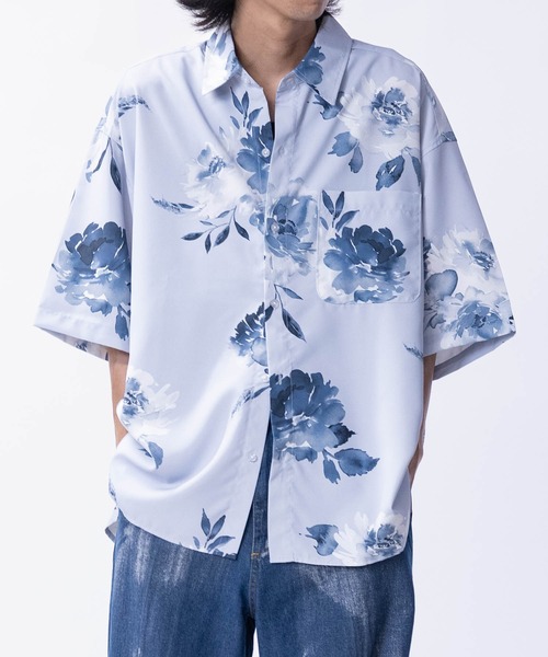 JOHN'S CLOSET(ジョンズクローゼット)の「【14】アソートプリント サイドスリット オーバーサイズ 半袖シャツ(シャツ/ブラウス・メンズ・グレー系2/ホワイト系2/ホワイト系1/グレー系1/ネイビー/グリーン系1/ベージュ系1・LARGE/MEDIUM)」の20枚目の写真
