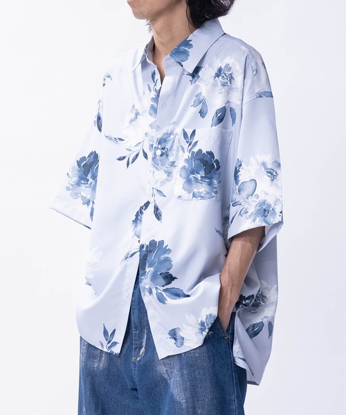 JOHN'S CLOSET(ジョンズクローゼット)の「【14】アソートプリント サイドスリット オーバーサイズ 半袖シャツ(シャツ/ブラウス・メンズ・グレー系2/ホワイト系2/ホワイト系1/グレー系1/ネイビー/グリーン系1/ベージュ系1・LARGE/MEDIUM)」の21枚目の写真