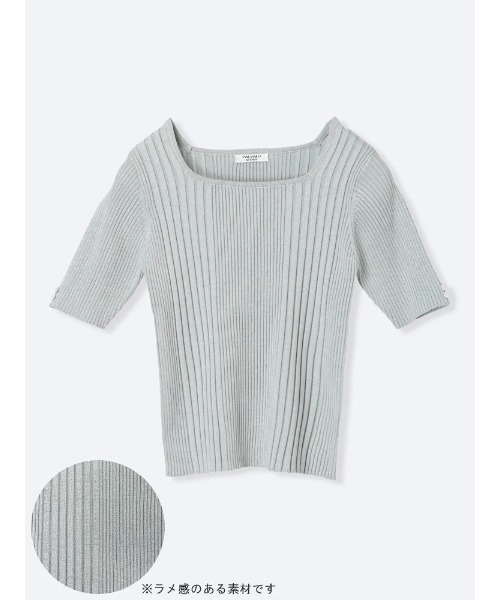 LUDIC PARK(ルディックパーク)の「【接触冷感】リネンライクスクエアネックニット(Tシャツ/カットソー・レディース・グリーン/ネイビー/パープル/ブラック/オフホワイト/ワインレッド・M/L)」の4枚目の写真