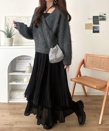 これでコーデ完成の優秀セット！カシュクールウール混ニット×キャミワンピース（セットアイテム）