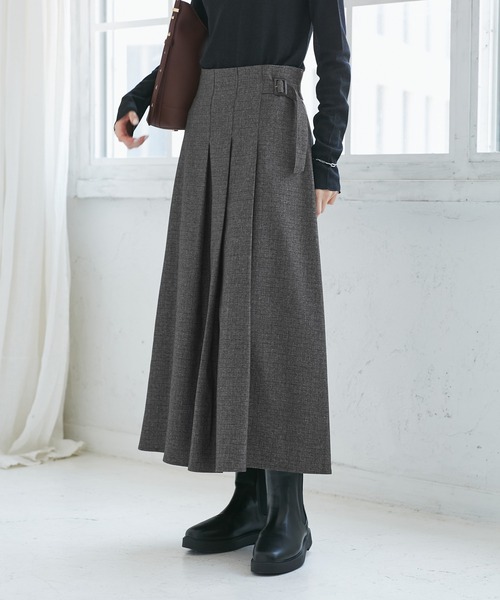 ROPE' PICNIC(ロペピクニック)の「レディハンサムシリーズ ウールライクタックキルトスカート/セットアップ対応(スカート・レディース・ライトグレー/ベージュ系その他2/ネイビー/ブラック系その他/グレー・S/M/L)」の10枚目の写真