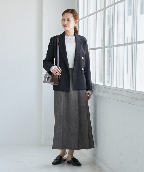 ROPE' PICNIC(ロペピクニック)の「レディハンサムシリーズ ウールライクタックキルトスカート/セットアップ対応(スカート・レディース・ライトグレー/ベージュ系その他2/ネイビー/ブラック系その他/グレー・S/M/L)」の8枚目の写真