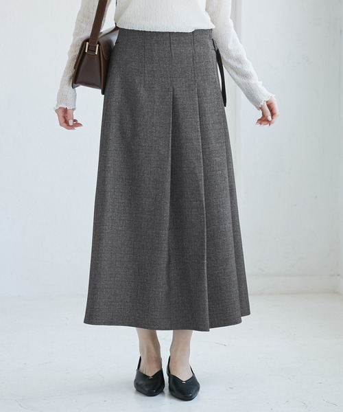 ROPE' PICNIC(ロペピクニック)の「レディハンサムシリーズ ウールライクタックキルトスカート/セットアップ対応(スカート・レディース・ライトグレー/ベージュ系その他2/ネイビー/ブラック系その他/グレー・S/M/L)」の6枚目の写真