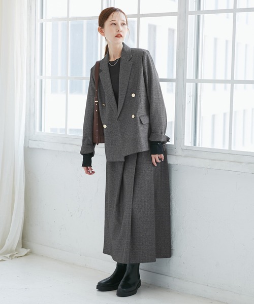 ROPE' PICNIC(ロペピクニック)の「レディハンサムシリーズ ウールライクタックキルトスカート/セットアップ対応(スカート・レディース・ライトグレー/ベージュ系その他2/ネイビー/ブラック系その他/グレー・S/M/L)」の12枚目の写真