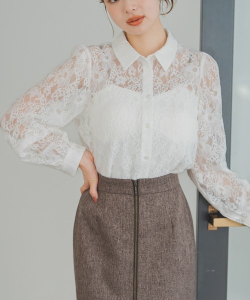 MISCH MASCH(ミッシュマッシュ)の「レースシャツブラウス(シャツ/ブラウス・レディース・ホワイト/ブラック・フリ-)」の2枚目の写真