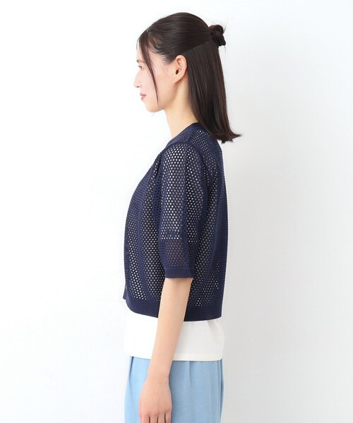 LAURA ASHLEY（ローラアシュレイ）の「【STORY掲載！/リネン混／体型カバーにおすすめ】フィッシュネット カーディガン（カーディガン/ボレロ・レディース・ライトベージュ/ネイビー・38/40）」の12枚目の写真