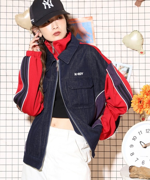 NERDY（ノルディ）の「デニムミックストラックトップ（ジャージ）」 - WEAR