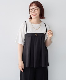 anyfee（エニフィー）の「【anyfee/大きいサイズ】ビスチェドッキングペプラムカットソー（Tシャツ/カットソー）」