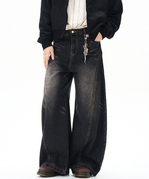 Ressaca(レサーカ)の「ヴィンテージライクワイドカーブデニムパンツ(デニムパンツ・メンズ・ブラック/ブルー・XL/L/M)」の1枚目の写真