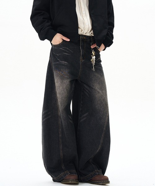 Ressaca(レサーカ)の「ヴィンテージライクワイドカーブデニムパンツ(デニムパンツ・メンズ・ブラック/ブルー・XL/L/M)」の4枚目の写真
