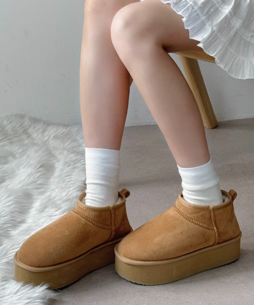 セール】WEGO/【25年秋冬新作】厚底ムートンタッチブーツ（ブーツ