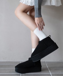 WEGO | WEGO/【25年秋冬新作】厚底ムートンタッチブーツ(ブーツ)