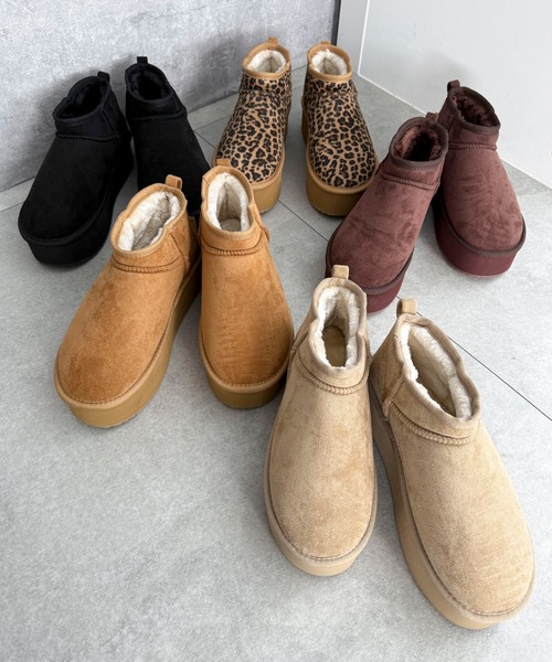 WEGO(ウィゴー)の「WEGO/厚底ムートンタッチブーツ(ブーツ・レディース・ブラウン/キャメル/ブラック/ライトベージュ/その他1・SMALL/X-LARGE/LARGE/MEDIUM)」の6枚目の写真