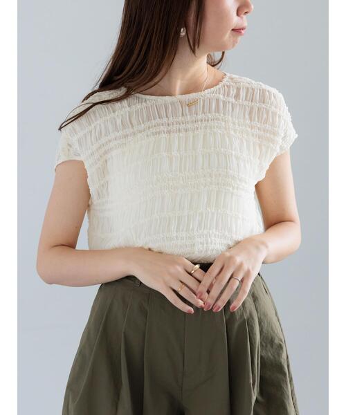 Te chichi（テチチ）の「ミニフリルボーダーブラウス（シャツ/ブラウス・レディース・オフホワイト/チャコールグレー・F）」の17枚目の写真