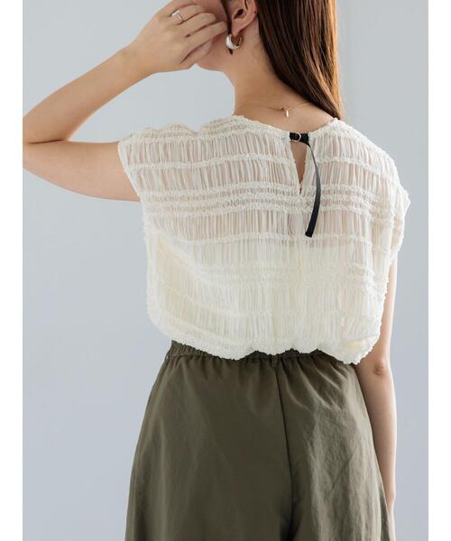 Te chichi（テチチ）の「ミニフリルボーダーブラウス（シャツ/ブラウス・レディース・オフホワイト/チャコールグレー・F）」の18枚目の写真