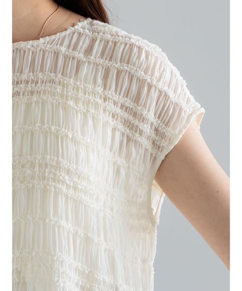 Te chichi（テチチ）の「ミニフリルボーダーブラウス（シャツ/ブラウス・レディース・オフホワイト/チャコールグレー・F）」の3枚目の写真