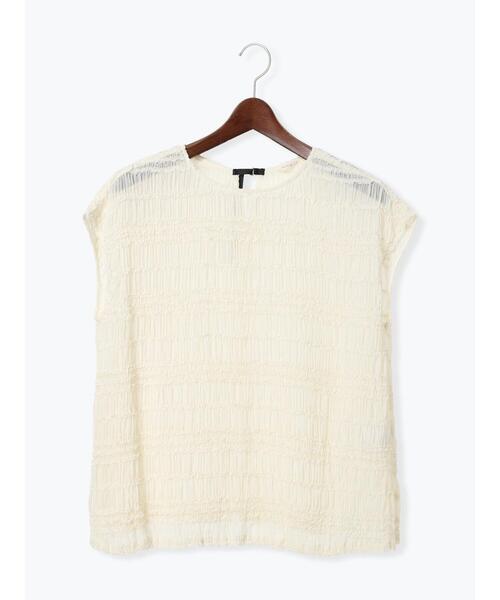 Te chichi（テチチ）の「ミニフリルボーダーブラウス（シャツ/ブラウス・レディース・オフホワイト/チャコールグレー・F）」の4枚目の写真