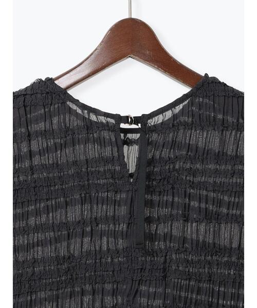 Te chichi（テチチ）の「ミニフリルボーダーブラウス（シャツ/ブラウス・レディース・オフホワイト/チャコールグレー・F）」の10枚目の写真