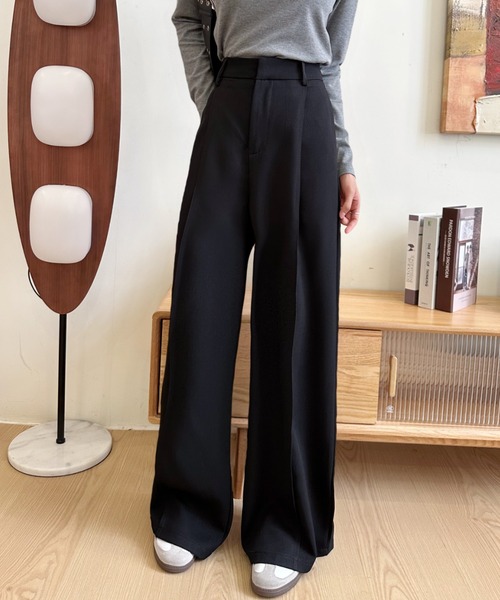 Eclat one(エクラワン)の「【Eclat one】センタープレス スラックスパンツ(スラックス・レディース・ブラック/チャコール/ブラウン・L/M/S)」の5枚目の写真