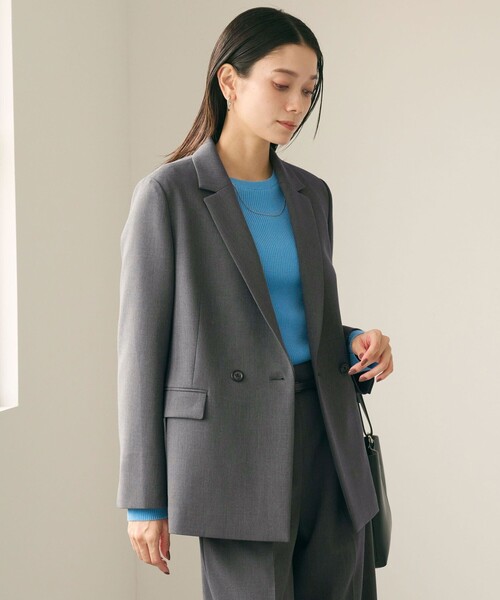 レッドレーベル★ダブルジップ 撥水 ストレッチ ジャケット グレー LLサイズ セール】ダブルクロス ダブル ジャケット ウォッシャブル ストレッチ