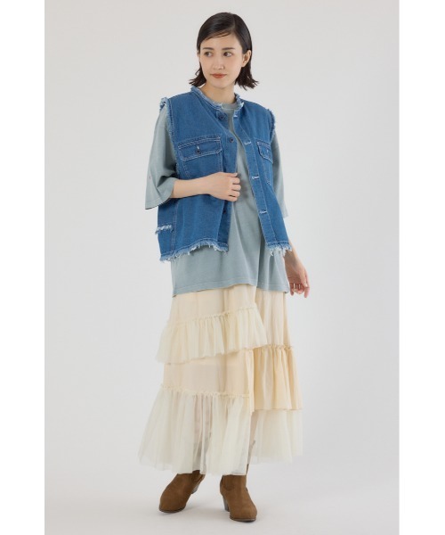 RODEO CROWNS WIDE BOWL（ロデオクラウンズワイドボウル）の「バックフリルベスト（ベスト・レディース・ブルー/ブラック/カーキ・FREE）」の11枚目の写真