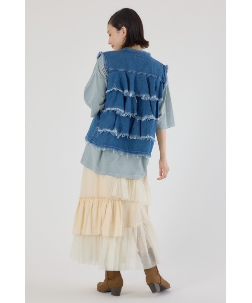 RODEO CROWNS WIDE BOWL（ロデオクラウンズワイドボウル）の「バックフリルベスト（ベスト・レディース・ブルー/ブラック/カーキ・FREE）」の12枚目の写真