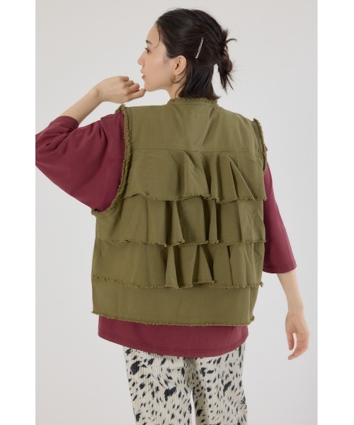 RODEO CROWNS WIDE BOWL（ロデオクラウンズワイドボウル）の「バックフリルベスト（ベスト・レディース・ブルー/ブラック/カーキ・FREE）」の15枚目の写真